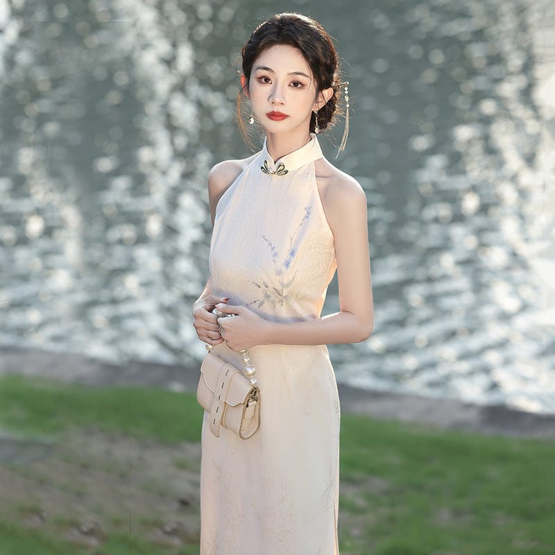 Beth and Brian Qipao-ZQYS New Chinese style (新中式), floral jacquard midi Cheongsam