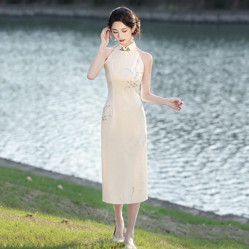Beth and Brian Qipao-ZQYS New Chinese style (新中式), floral jacquard midi Cheongsam