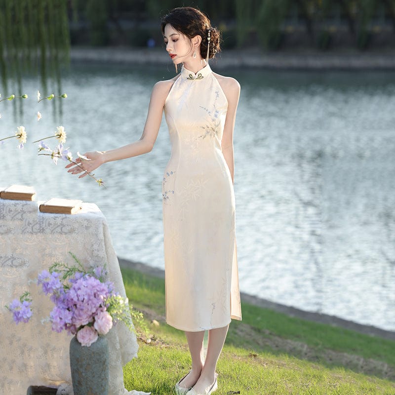 Beth and Brian Qipao-ZQYS New Chinese style (新中式), floral jacquard midi Cheongsam