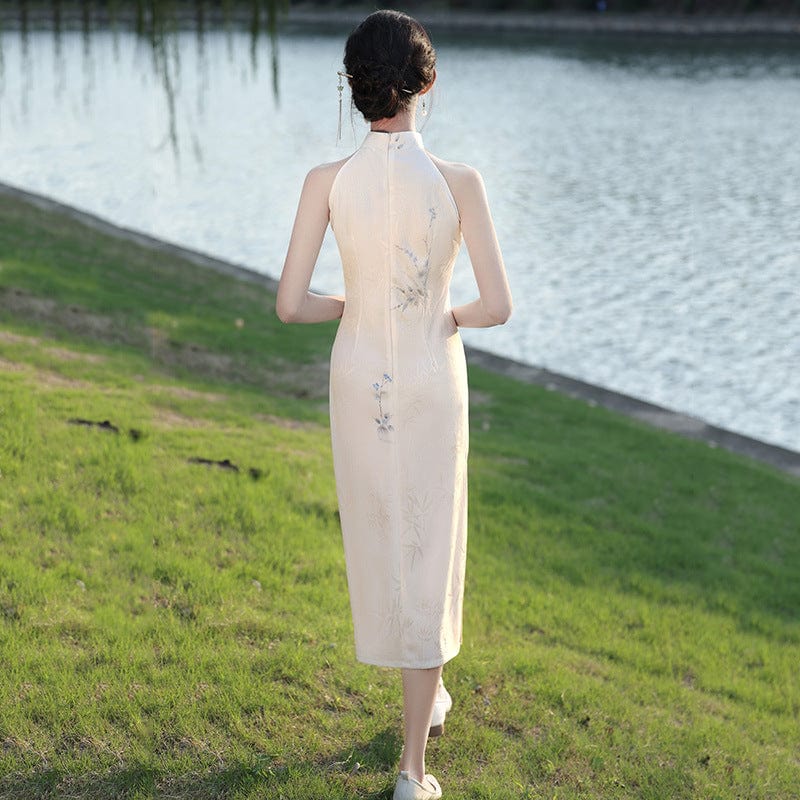 Beth and Brian Qipao-ZQYS New Chinese style (新中式), floral jacquard midi Cheongsam