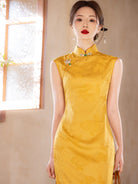 Beth and Brian Qipao-YG New Chinese style (新中式), jacquard satin, wedding midi Cheongsam