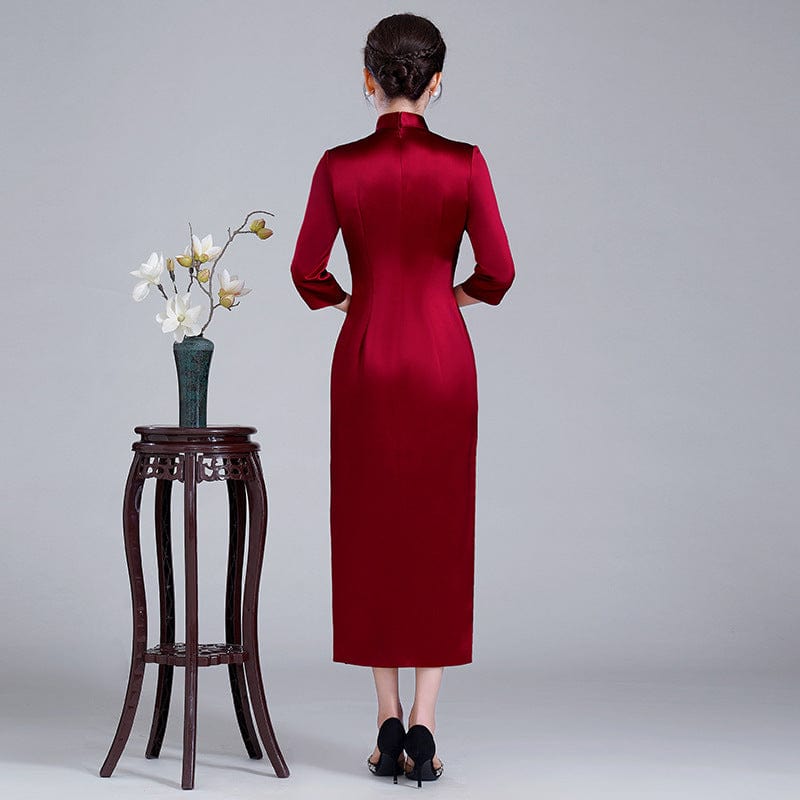Beth and Brian Qipao-LHS Floral pattern, High-end long Qipao for mothers