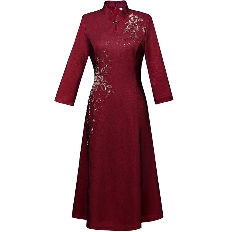 Beth and Brian Qipao-YZL Plus size, wedding midi Cheongsam for mothers