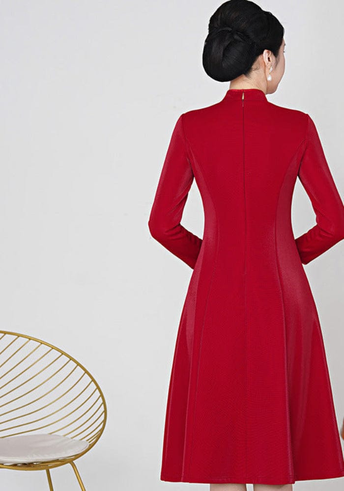Beth and Brian Qipao-YZL Plus size, wedding red midi Cheongsam for mothers