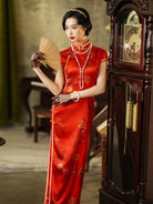 Beth and Brian Qipao-JD Floral pattern, 19 mome mulberry silk, high-end long Cheongsam