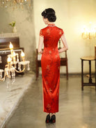 Beth and Brian Qipao-JD Floral pattern, 19 mome mulberry silk, high-end long Cheongsam