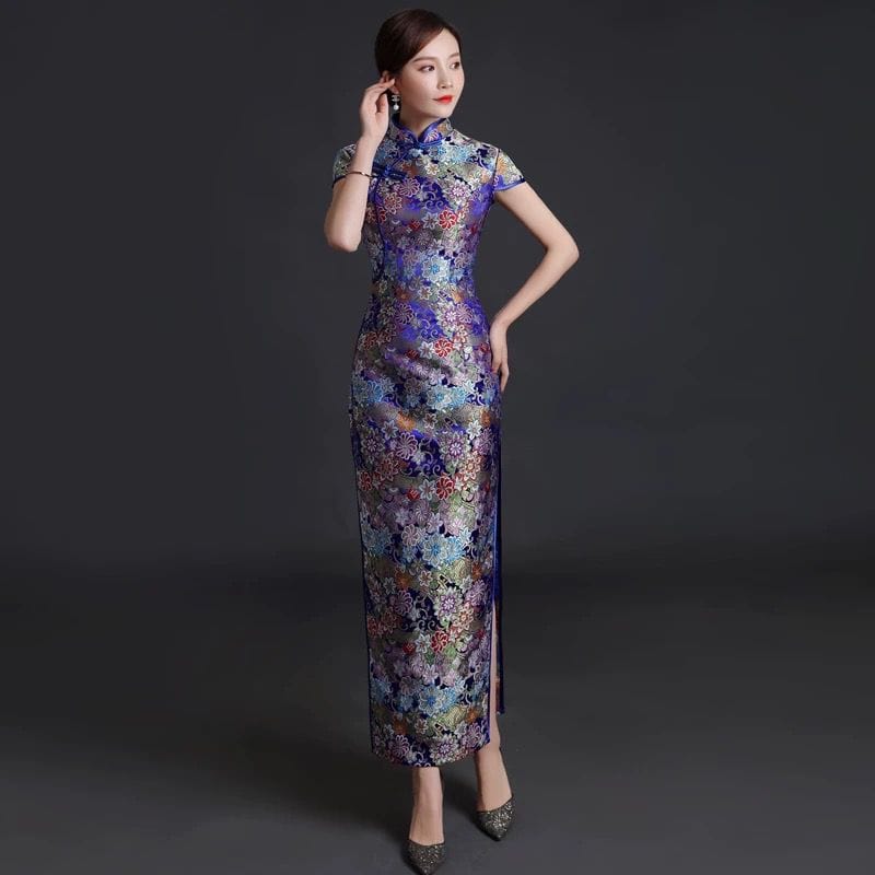 Beth and Brian Qipao-YSY Floral embroidery, high end, brocade long Cheongsam