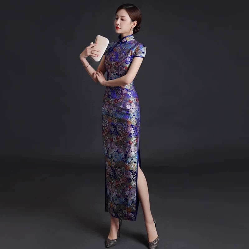 Beth and Brian Qipao-YSY Floral embroidery, high end, brocade long Cheongsam