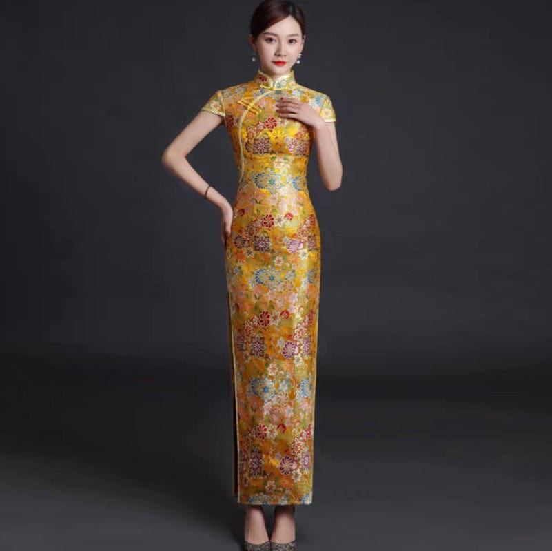 Beth and Brian Qipao-YSY Floral embroidery, high end, brocade long Cheongsam