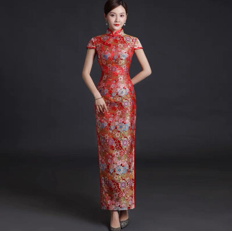 Beth and Brian Qipao-YSY Floral embroidery, high end, brocade long Cheongsam