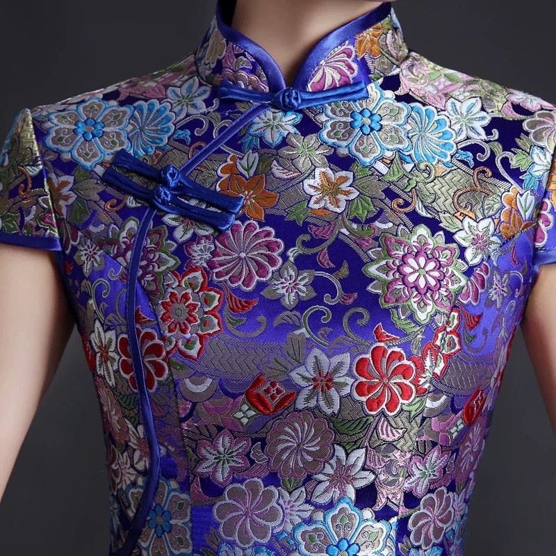 Beth and Brian Qipao-YSY Floral embroidery, high end, brocade long Cheongsam