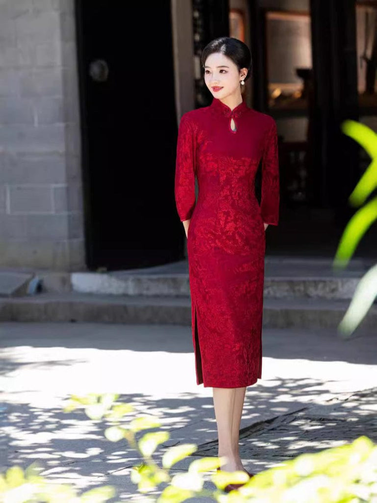Beth and Brian Qipao-MYJ Plus size, wedding midi Cheongsam for mothers