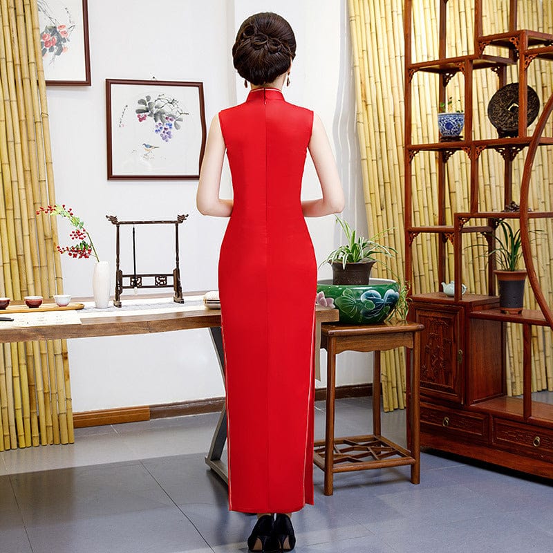 Beth and Brian Qipao-ZQYS Sleeveless, satin plus size long Cheongsam