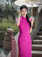 Beth and Brian Qipao-GSJ Floral pattern, jacquard satin long Cheongsam