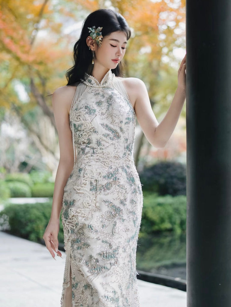 Beth and Brian Qipao-ALS Sequins oriental prom dress, Chinese evening Cheongsam