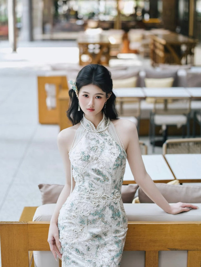 Beth and Brian Qipao-ALS Sequins oriental prom dress, Chinese evening Cheongsam