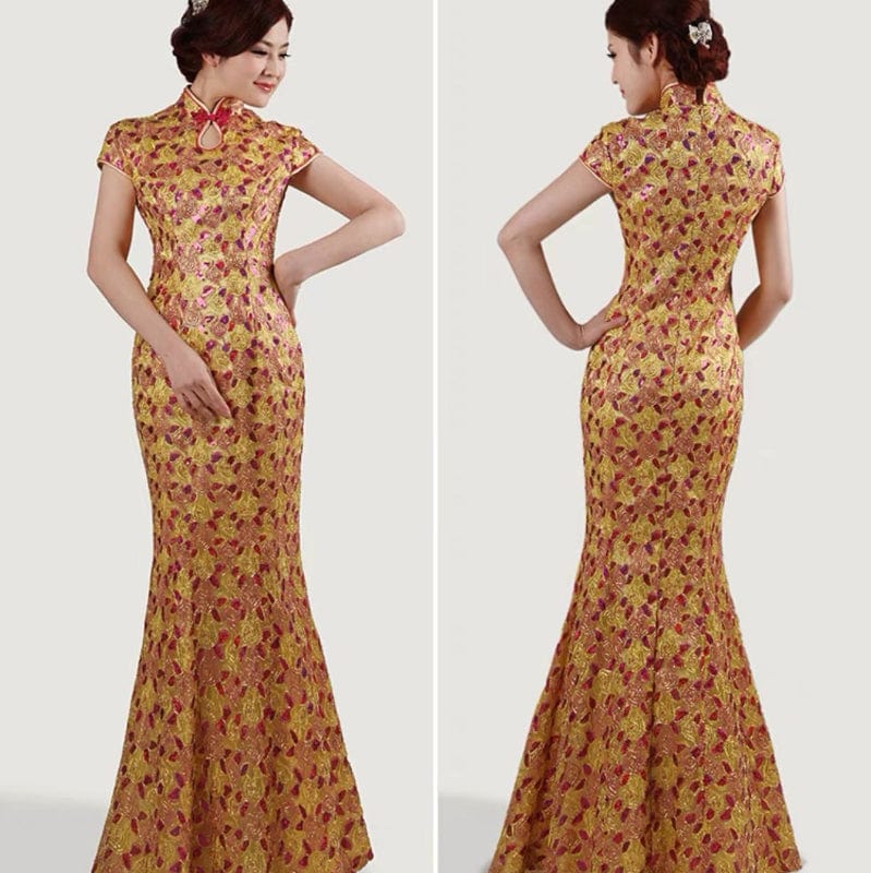 Beth and Brian Qipao-GYG Lace and sequins fabric, mermaid long Cheongsam
