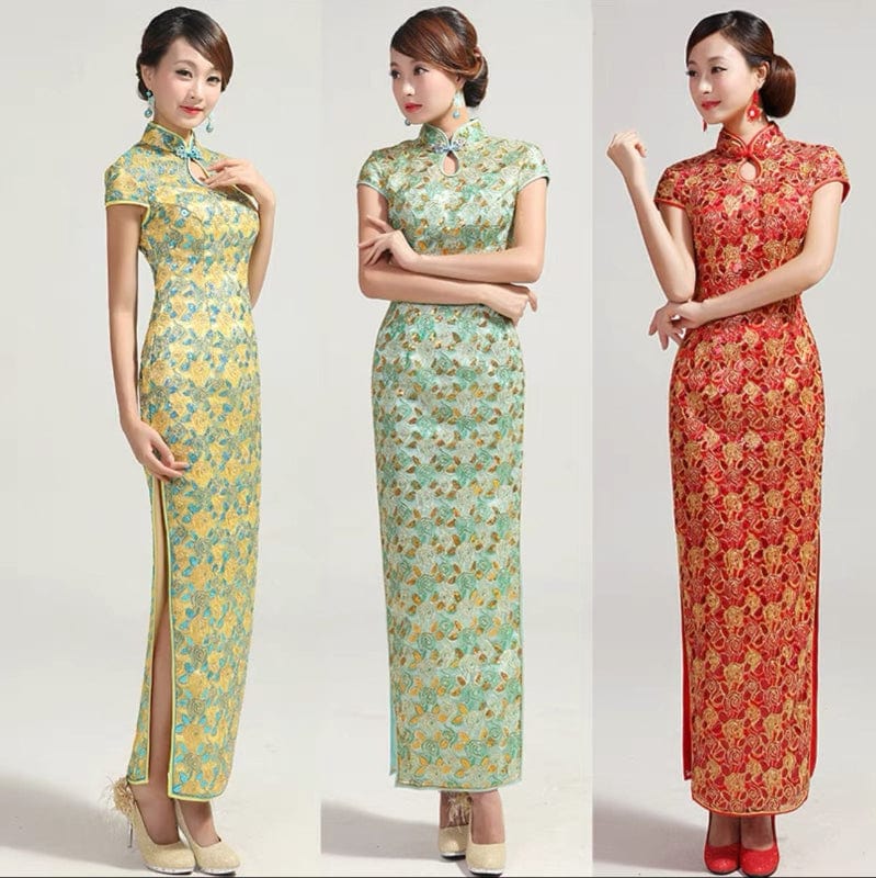 Beth and Brian Qipao-GYG Lace and sequins fabric, prom Cheongsam for mothers