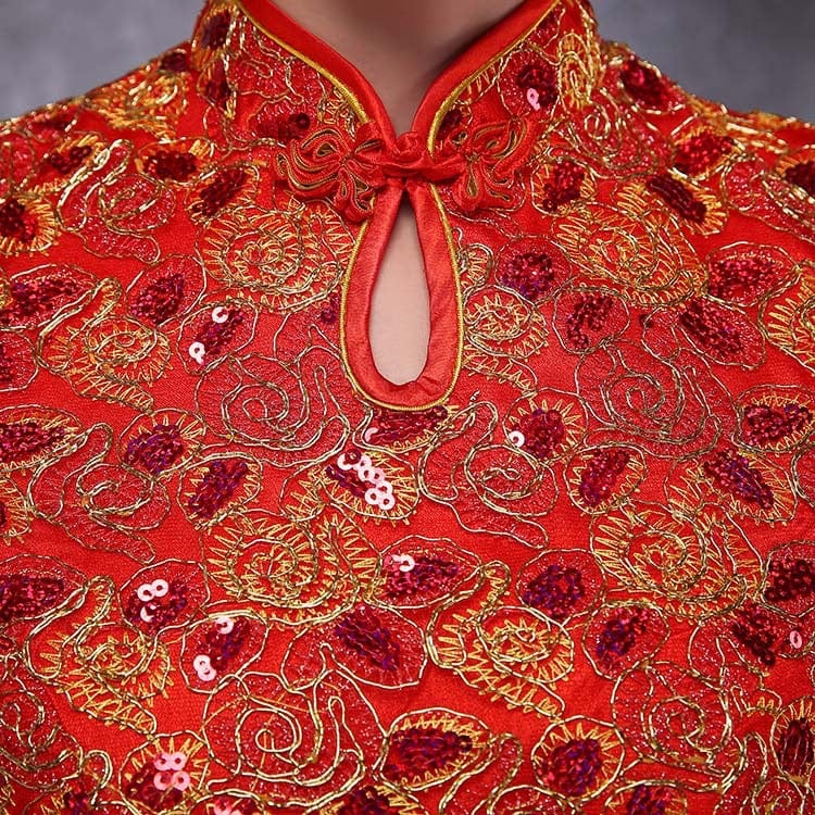 Beth and Brian Qipao-GYG Lace and sequins fabric, prom Cheongsam for mothers