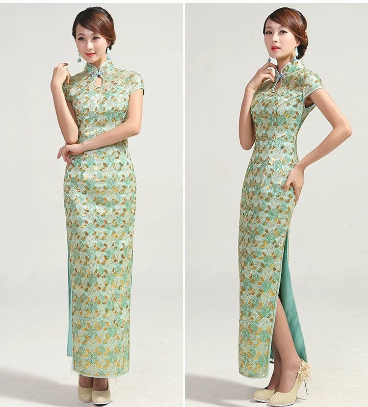 Beth and Brian Qipao-GYG Lace and sequins fabric, prom Cheongsam for mothers