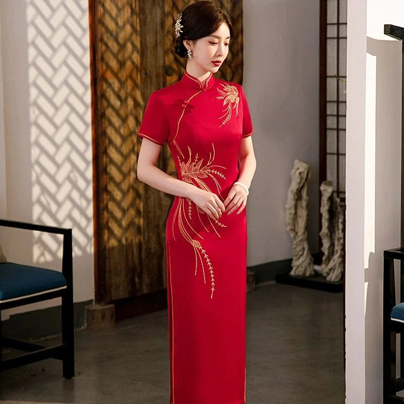 Beth and Brian Qipao-LHST Floral pattern, plus size long Cheongsam
