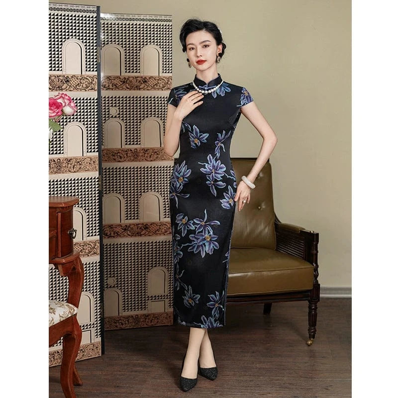 Beth and Brian Qipao-JD Old Shanghai style, 19 mome mulberry silk, high-end long Cheongsam