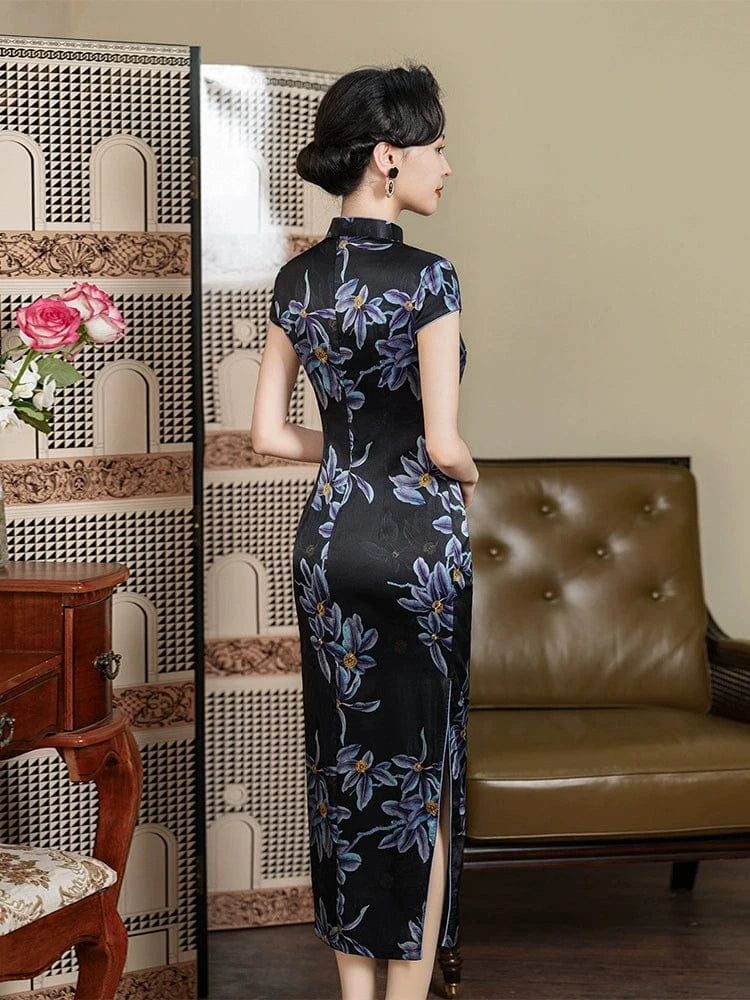 Beth and Brian Qipao-JD Old Shanghai style, 19 mome mulberry silk, high-end long Cheongsam