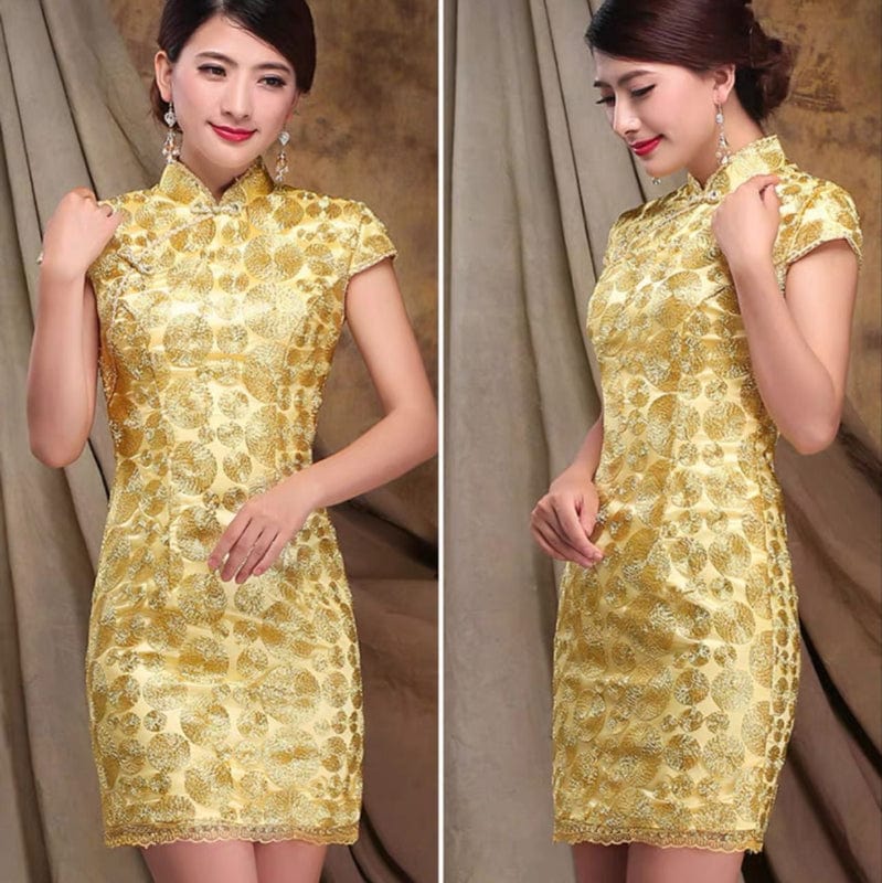 Beth and Brian Qipao-GYG Lace fabric, short Cheongsam for mothers