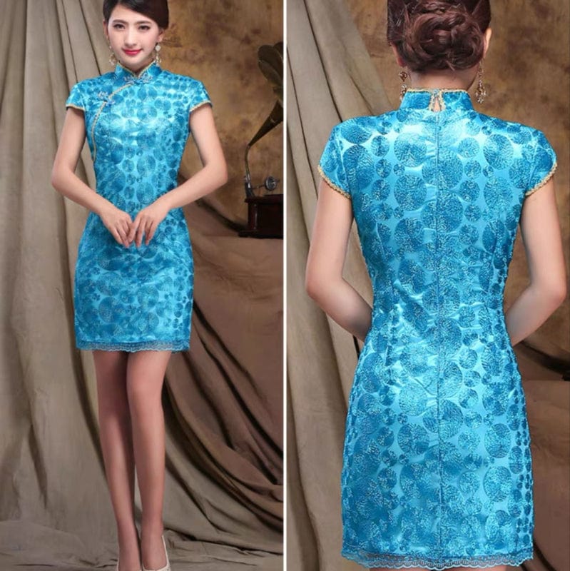 Beth and Brian Qipao-GYG Lace fabric, short Cheongsam for mothers