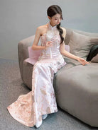 Beth and Brian Qipao-QHM New Chinese style (新中式), high-end, halter floor-length Cheongsam