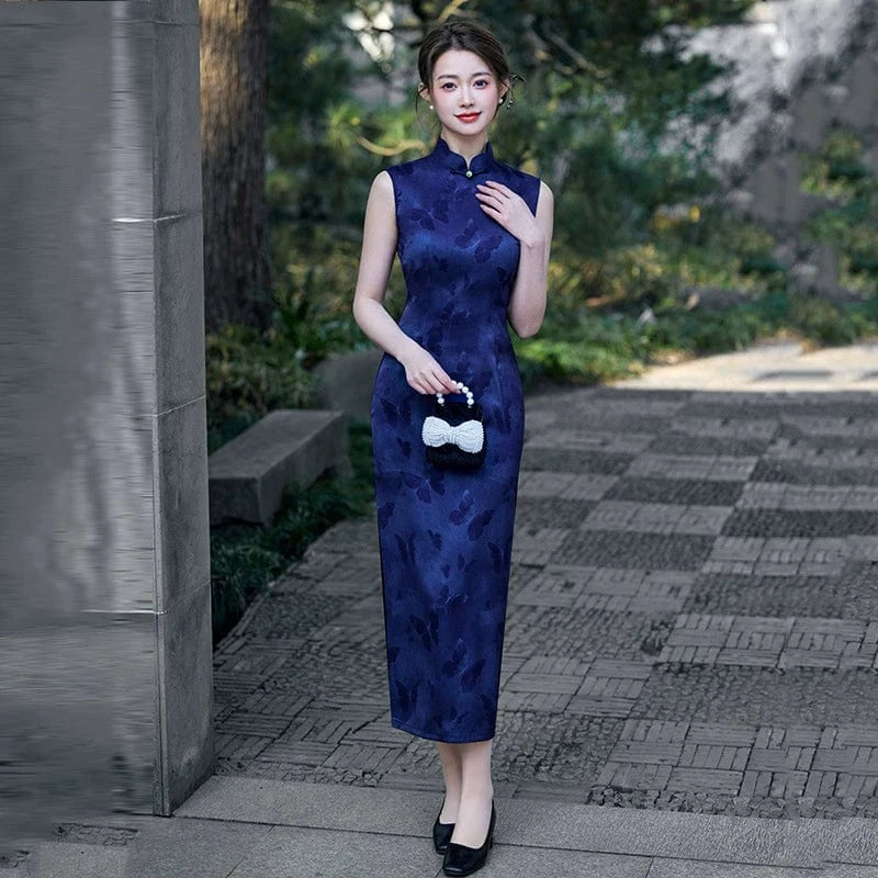 Beth and Brian Qipao-ZQYS New Chinese style (新中式), butterfly jacquard midi Qipao