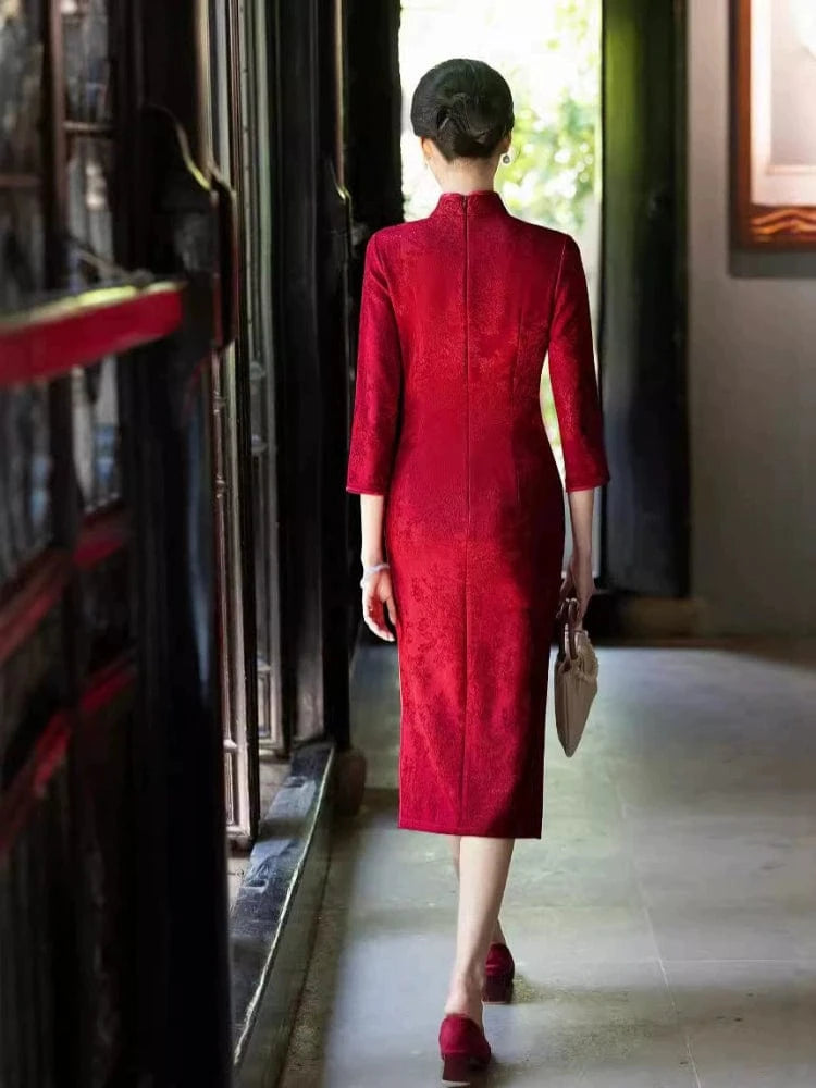 Beth and Brian Qipao-MYJ Plus size midi Cheongsam for mothers