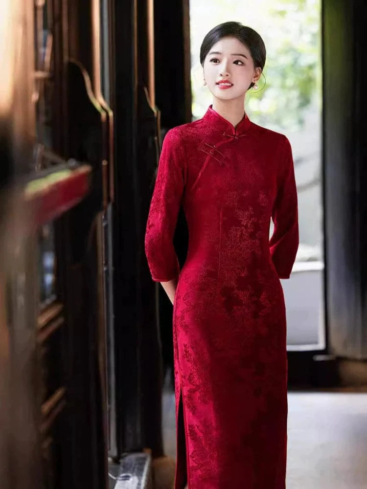 Beth and Brian Qipao-MYJ Plus size midi Cheongsam for mothers