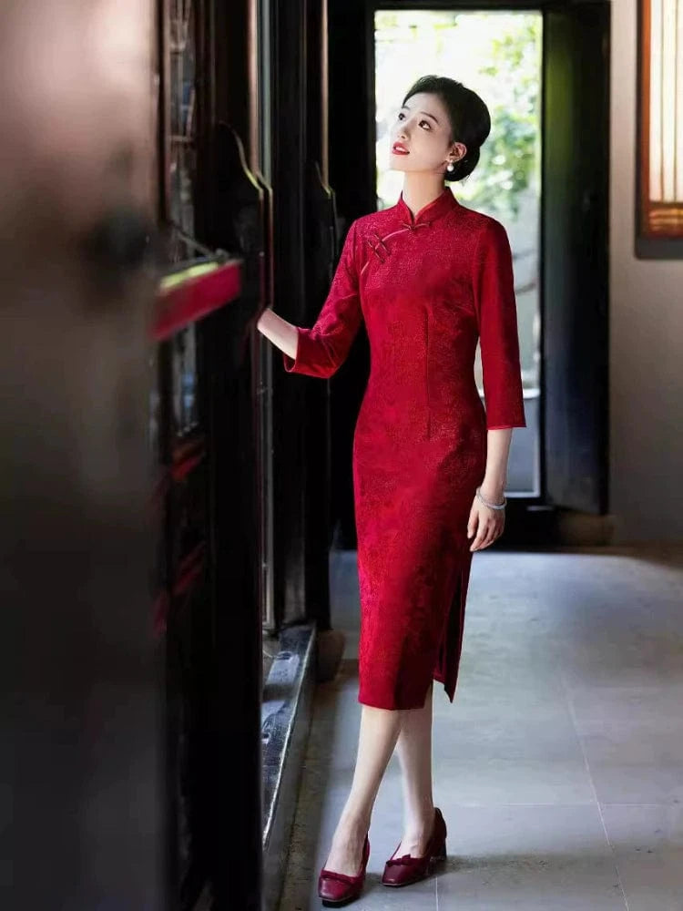 Beth and Brian Qipao-MYJ Plus size midi Cheongsam for mothers