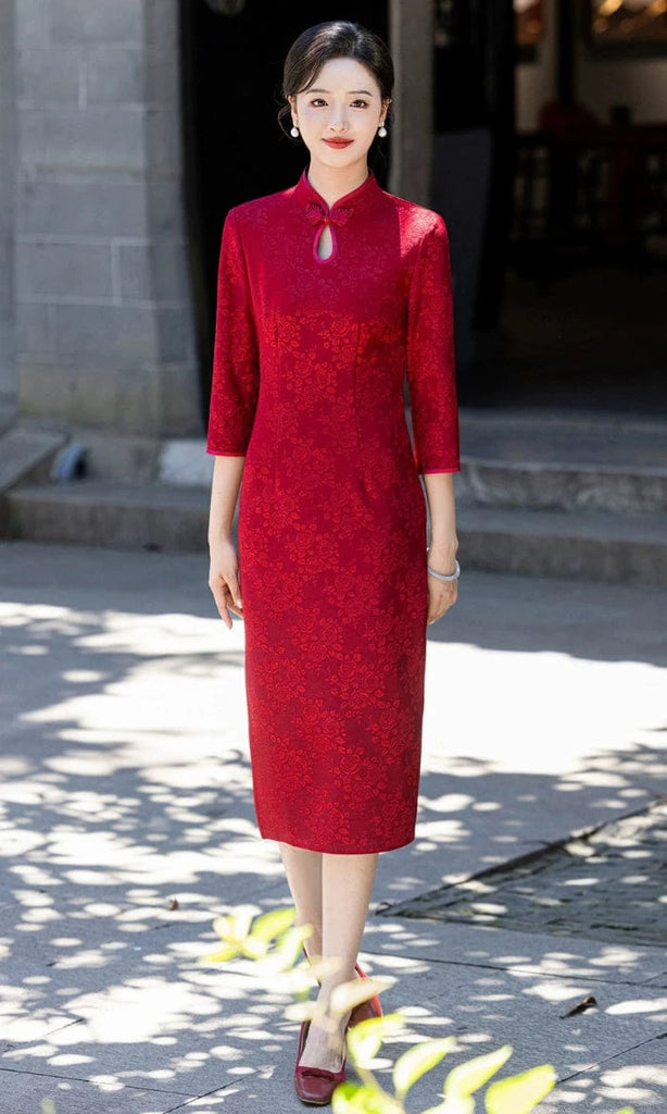 Beth and Brian Qipao-MYJ Plus size midi Cheongsam for mothers