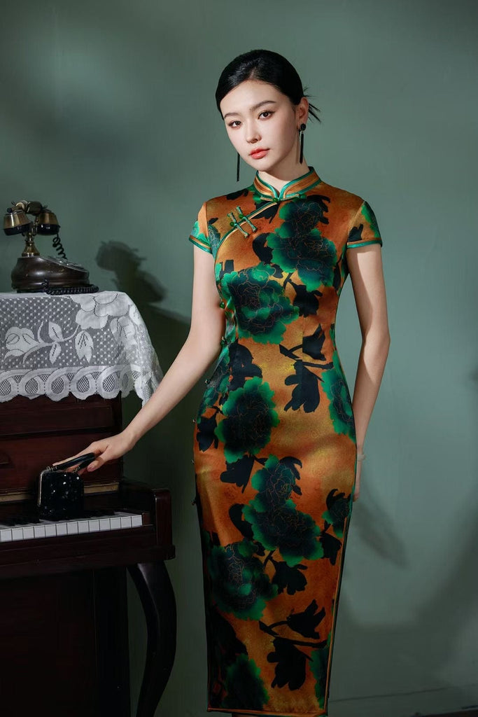 Beth and Brian Qipao-TL Old Shanghai style, 19 mome mulberry silk, high-end midi Cheongsam