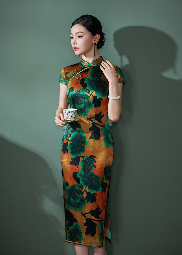Beth and Brian Qipao-TL Old Shanghai style, 19 mome mulberry silk, high-end midi Cheongsam