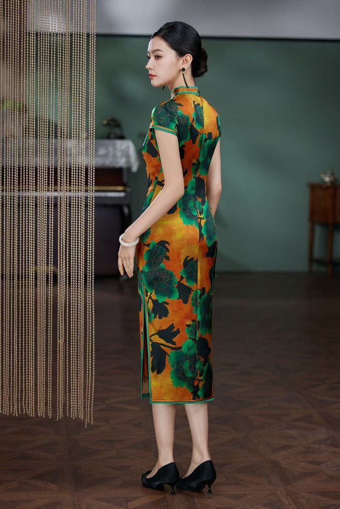 Beth and Brian Qipao-TL Old Shanghai style, 19 mome mulberry silk, high-end midi Cheongsam
