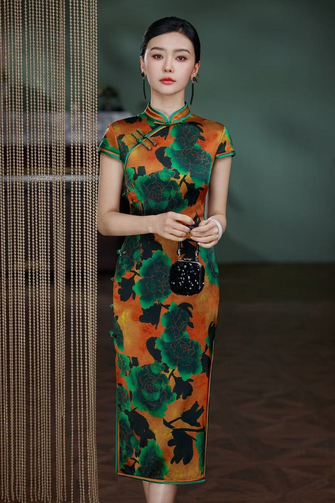 Beth and Brian Qipao-TL Old Shanghai style, 19 mome mulberry silk, high-end midi Cheongsam
