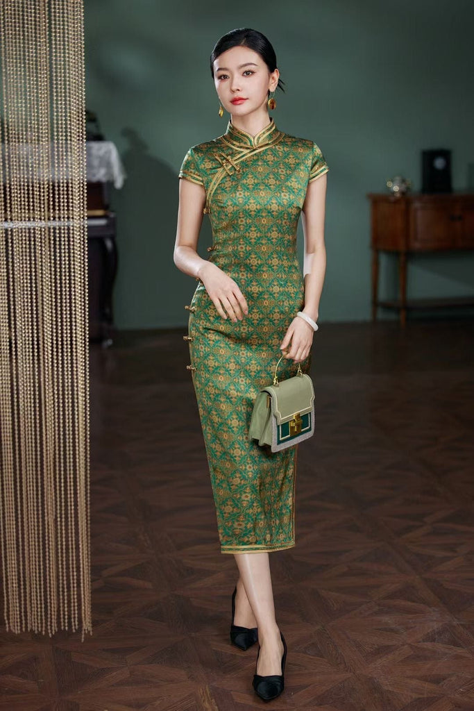 Beth and Brian Qipao-TL Old Shanghai style, 19 mome mulberry silk, high-end midi Cheongsam