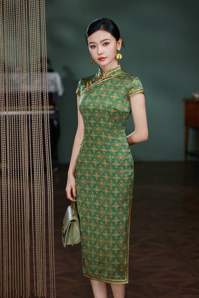 Beth and Brian Qipao-TL Old Shanghai style, 19 mome mulberry silk, high-end midi Cheongsam