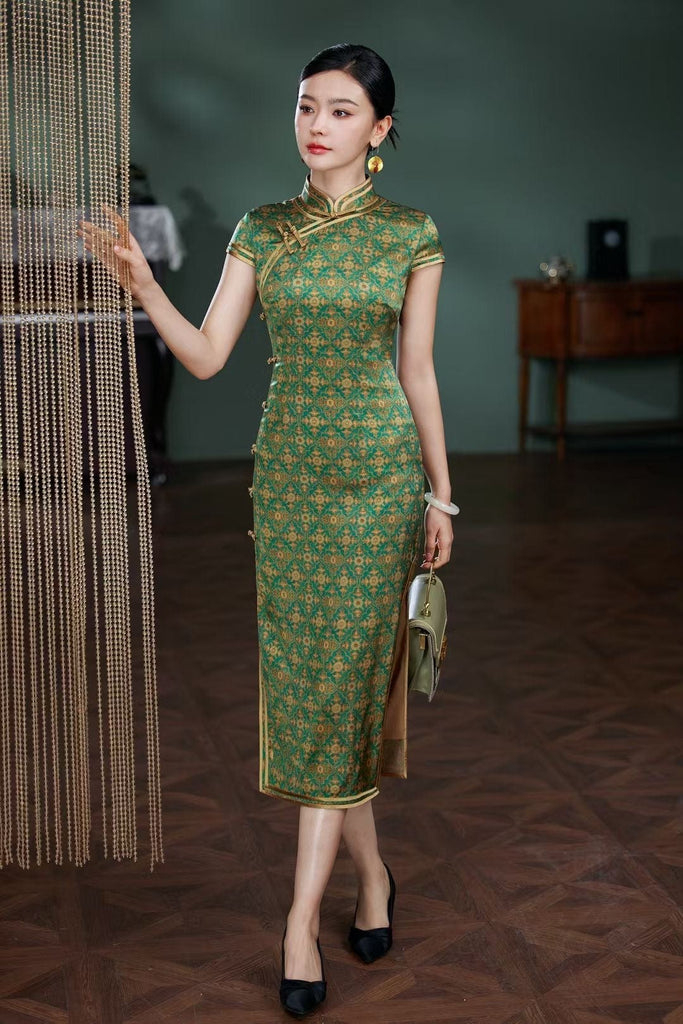 Beth and Brian Qipao-TL Old Shanghai style, 19 mome mulberry silk, high-end midi Cheongsam