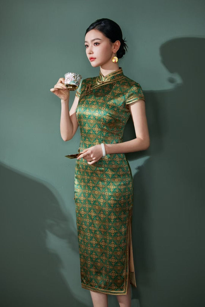 Beth and Brian Qipao-TL Old Shanghai style, 19 mome mulberry silk, high-end midi Cheongsam