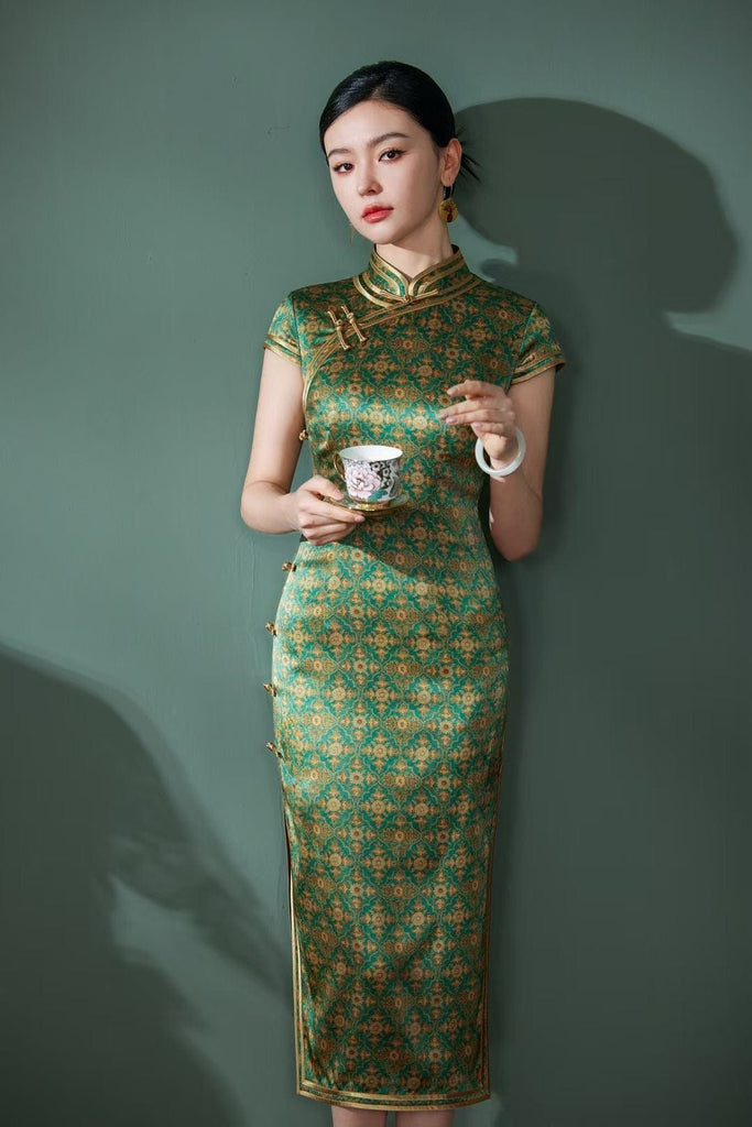 Beth and Brian Qipao-TL Old Shanghai style, 19 mome mulberry silk, high-end midi Cheongsam