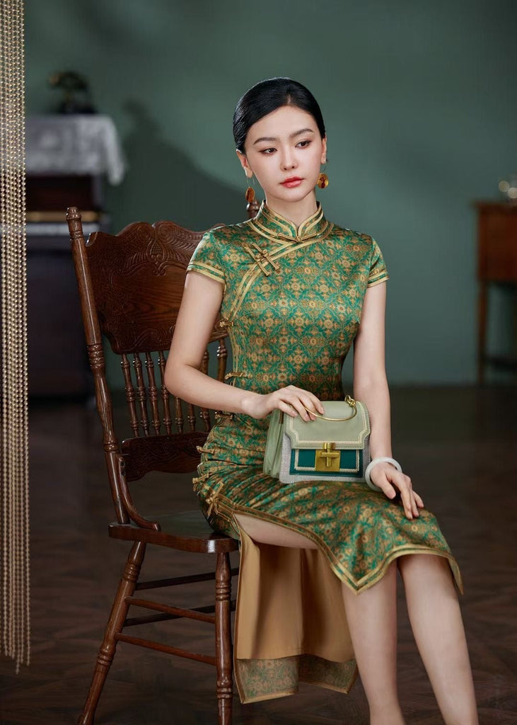 Beth and Brian Qipao-TL Old Shanghai style, 19 mome mulberry silk, high-end midi Cheongsam