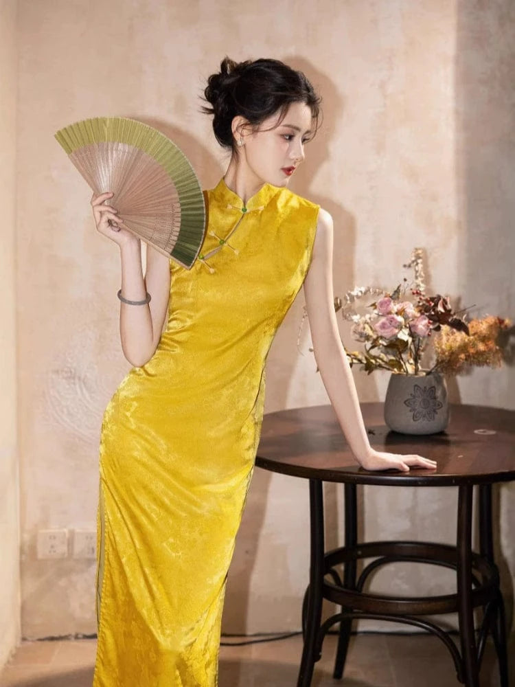 Beth and Brian Qipao-JQZ New Chinese style (新中式), jacquard midi Cheongsam
