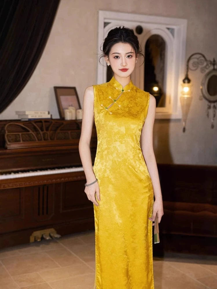 Beth and Brian Qipao-JQZ New Chinese style (新中式), jacquard midi Cheongsam