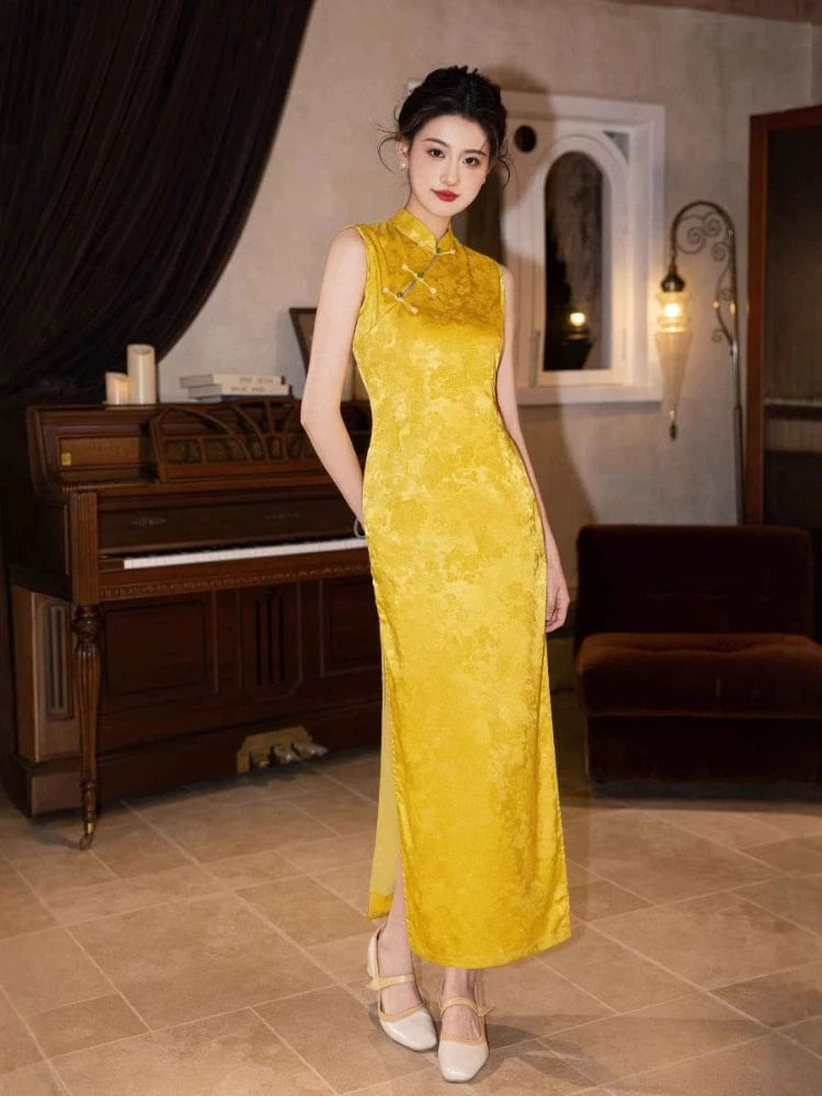 Beth and Brian Qipao-JQZ New Chinese style (新中式), jacquard midi Cheongsam