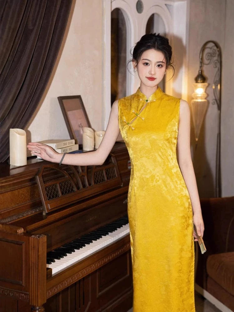 Beth and Brian Qipao-JQZ New Chinese style (新中式), jacquard midi Cheongsam