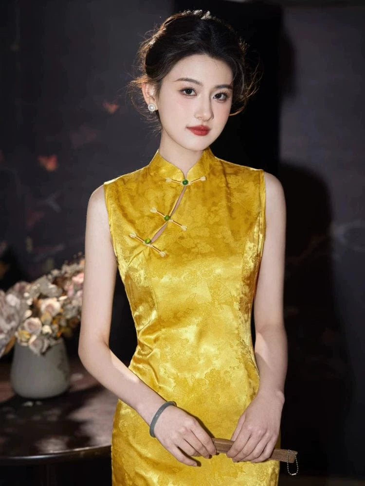 Beth and Brian Qipao-JQZ New Chinese style (新中式), jacquard midi Cheongsam